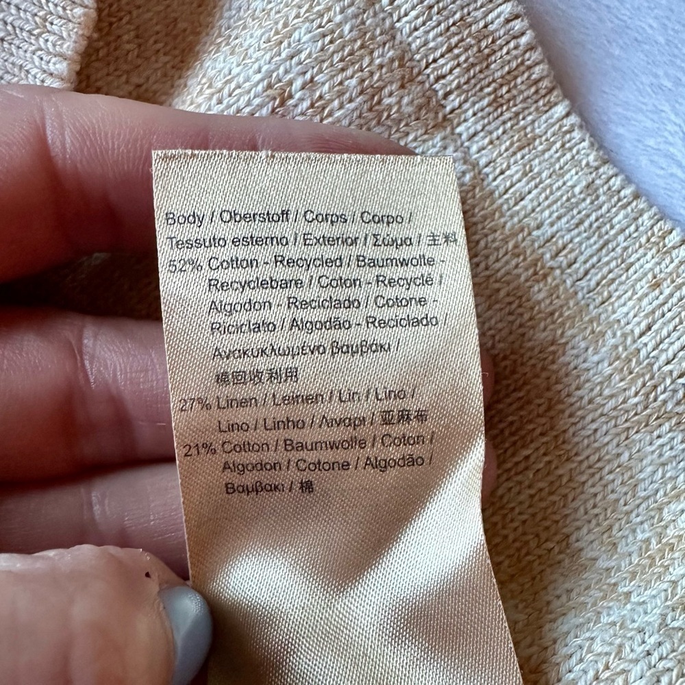 Scotch & Soda Recycled Cotton Linen Short Sleeve Knit Tshirt Top L beige oatmeal - Picture 6 of 8